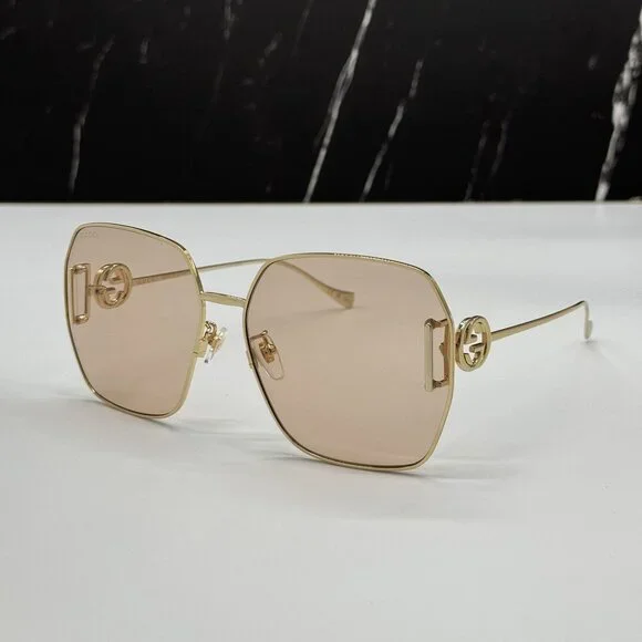 NEW GUCCI GG1207SA 001 GOLD/PINK WOMEN SUNGLASSES GUCCI - Picture 3 of 12